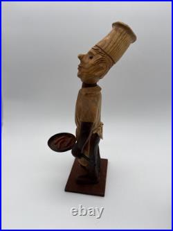 Vintage Wood Chef Statue Figure Made In Italy Hand Made by Romano RARE