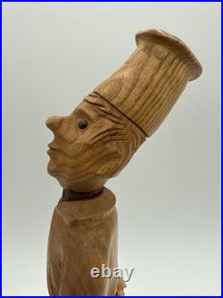 Vintage Wood Chef Statue Figure Made In Italy Hand Made by Romano RARE