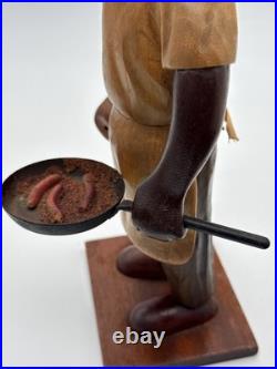 Vintage Wood Chef Statue Figure Made In Italy Hand Made by Romano RARE