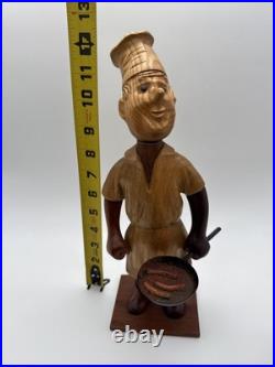 Vintage Wood Chef Statue Figure Made In Italy Hand Made by Romano RARE