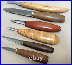 Vintage Wood Chip Carving Knife 6 Piece Lot Woodcraft Germany Edward Zinn Sweden