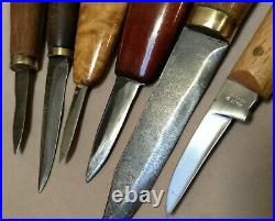 Vintage Wood Chip Carving Knife 6 Piece Lot Woodcraft Germany Edward Zinn Sweden
