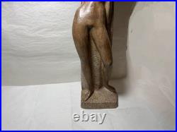 Vintage Wood Female Figure Statue Sculpture 25in Tall Standing Art Deco Decor