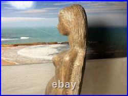Vintage Wood Female Figure Statue Sculpture 25in Tall Standing Art Deco Decor