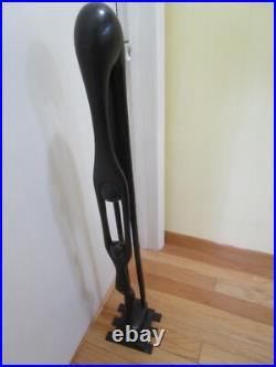 Vintage Wood Folk Art Carved Mother & Child Sculpture statue brass base 41 T