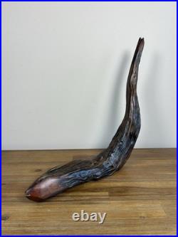 Vintage Wood Hand Carved Fish Folk Art Sculpture Tribal Signed Rod Phillips 96