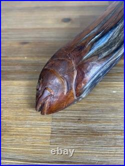 Vintage Wood Hand Carved Fish Folk Art Sculpture Tribal Signed Rod Phillips 96