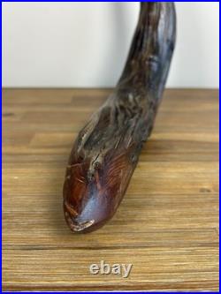 Vintage Wood Hand Carved Fish Folk Art Sculpture Tribal Signed Rod Phillips 96