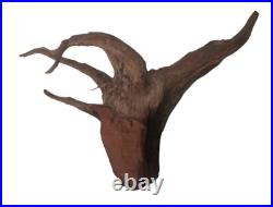 Vintage Wood Hanging Sculpture Of Old Mans Face Signed Moore