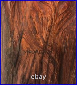 Vintage Wood Hanging Sculpture Of Old Mans Face Signed Moore