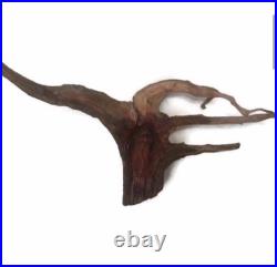 Vintage Wood Hanging Sculpture Of Old Mans Face Signed Moore