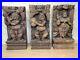 Vintage Wood Hindu Sculpture Panels Hand Carved Shiva Deity Religious Moteif