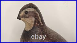 Vintage Wood Quail Carving Sculpture Signed RD Lewis 10-30-1980 Hunting Decor