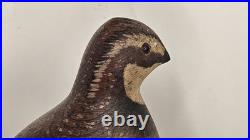 Vintage Wood Quail Carving Sculpture Signed RD Lewis 10-30-1980 Hunting Decor
