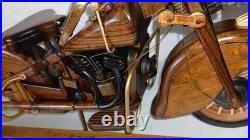 Vintage Wood Sculpture 16 inch 1930's Indian Motorcycle, Hand Made Not a Kit