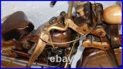 Vintage Wood Sculpture 16 inch 1930's Indian Motorcycle, Hand Made Not a Kit