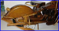 Vintage Wood Sculpture 16 inch 1930's Indian Motorcycle, Hand Made Not a Kit