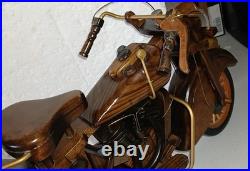 Vintage Wood Sculpture 16 inch 1930's Indian Motorcycle, Hand Made Not a Kit