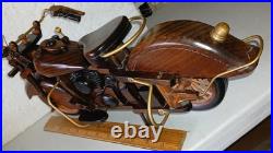 Vintage Wood Sculpture 16 inch 1930's Indian Motorcycle, Hand Made Not a Kit