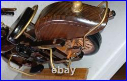 Vintage Wood Sculpture 16 inch 1930's Indian Motorcycle, Hand Made Not a Kit