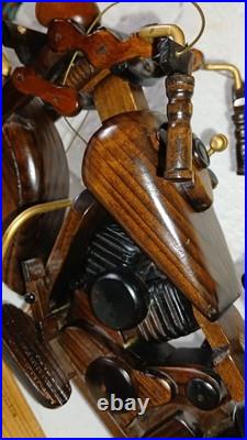 Vintage Wood Sculpture 16 inch 1930's Indian Motorcycle, Hand Made Not a Kit