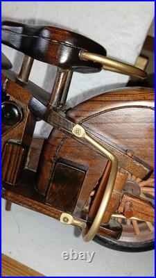 Vintage Wood Sculpture 16 inch 1930's Indian Motorcycle, Hand Made Not a Kit