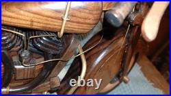 Vintage Wood Sculpture 16 inch 1930's Indian Motorcycle, Hand Made Not a Kit