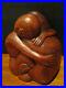 Vintage Wood Sculpture Abstract Man and Woman Hugging