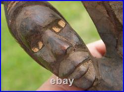 Vintage Wood Sculpture African Folk Art Woman Handmade Old Wood Statue