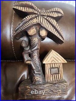 Vintage Wood Sculpture African Man Hand Carved Imported From Ghana 12