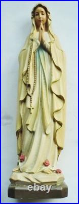 Vintage Wood Sculpture Blessed Virgin Mary Holy Figure by Franco Italy 11in Hand
