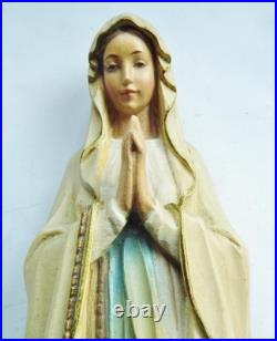 Vintage Wood Sculpture Blessed Virgin Mary Holy Figure by Franco Italy 11in Hand