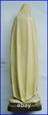 Vintage Wood Sculpture Blessed Virgin Mary Holy Figure by Franco Italy 11in Hand