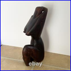 Vintage Wood Sculpture Carving Of A Woman Nude Posing Beautiful Art Decor 8