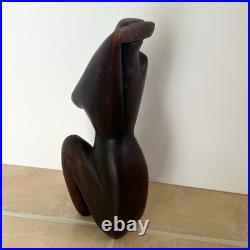 Vintage Wood Sculpture Carving Of A Woman Nude Posing Beautiful Art Decor 8