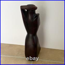 Vintage Wood Sculpture Carving Of A Woman Nude Posing Beautiful Art Decor 8