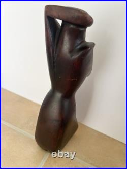 Vintage Wood Sculpture Carving Of A Woman Nude Posing Beautiful Art Decor 8