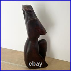 Vintage Wood Sculpture Carving Of A Woman Nude Posing Beautiful Art Decor 8