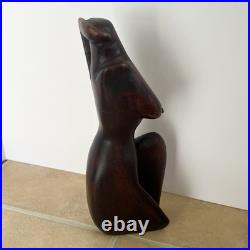 Vintage Wood Sculpture Carving Of A Woman Nude Posing Beautiful Art Decor 8