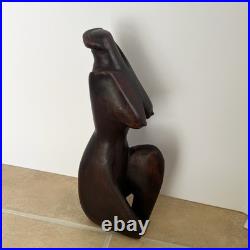 Vintage Wood Sculpture Carving Of A Woman Nude Posing Beautiful Art Decor 8