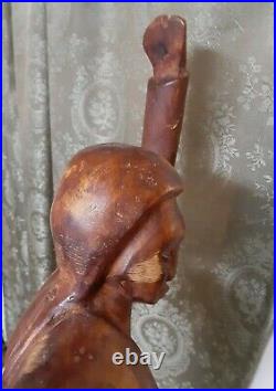 Vintage Wood Sculpture Carving Woman Mid-century Mahogany Haiti Tall Unusual