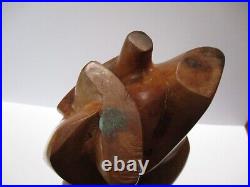 Vintage Wood Sculpture Statue Cubism Expressionist Abstract Surrealism 1950's
