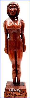 Vintage Wood Sculpture The Little Woman Pacific Northwest Seattle 1981 E. A. D