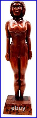 Vintage Wood Sculpture The Little Woman Pacific Northwest Seattle 1981 E. A. D