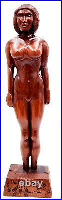 Vintage Wood Sculpture The Little Woman Pacific Northwest Seattle 1981 E. A. D