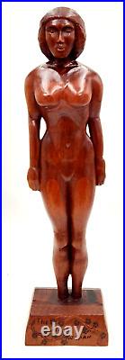 Vintage Wood Sculpture The Little Woman Pacific Northwest Seattle 1981 E. A. D