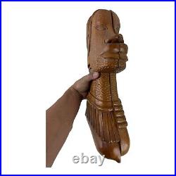 Vintage Wood Sculpture of Early Tribal Native Filipinos. Philippines