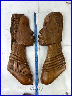 Vintage Wood Sculpture of Early Tribal Native Filipinos. Philippines