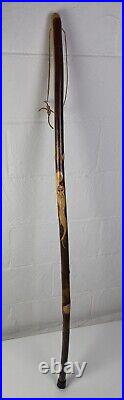 Vintage Wood Spirit Wizard Walking Stick Carving Hiking Staff Refinished