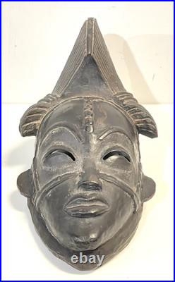 Vintage Wood Tribal Mask Wall Sculpture